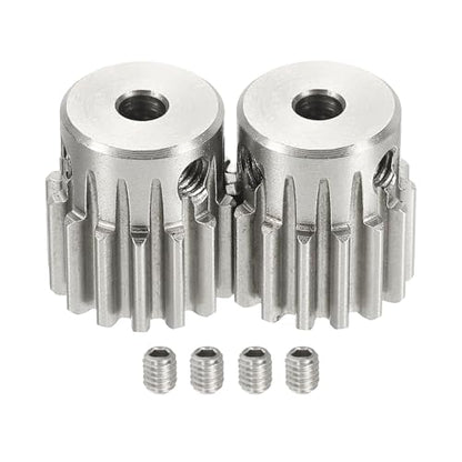 uxcell 2Pcs 1 Mod 15T Spur Gear 4mm Bore, 304 Stainless Steel Pinion Gear, 20°Pressure Angle, for Spur Rack and RC Model Car or Motor DIY(14mm) - size: 1 Mod 15T, 4mm x 14mm