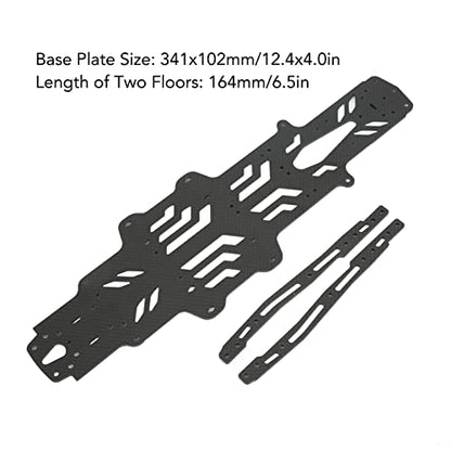 RC Drift Racing Chassis Plate, Carbon Fiber Aluminum Alloy RC Car Chassis Upgrade Parts, High Strength CNC Carbon Fiber for MST RMX2.0S RRX2.0S 1/10, Lightweight Two Layer Hollow D (Black) - color: Black