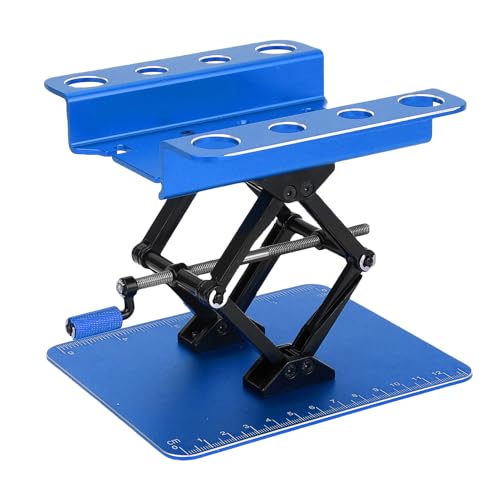 CHICIRIS RC Car Repair Work Stand, Manual Lift Workstation with Anti Slip Pad for 1/8 1/10 /12/16 RC Car, 2.36-5.51 inch Height Adjustment (Black Blue) - color: Black Blue