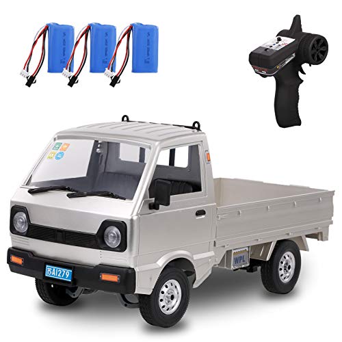 GoolRC WPL D12 RC Car, 1/10 Scale 2.4Ghz Remote Control Car, Simulation Drift Truck with Brushed Motor, LED Headlights, Middle Engine Rear Drive RTR Toys Cars for Adults, Included 3 Batteries