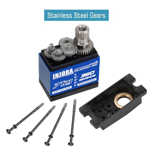 INJORA Tow Truck Crane Kit & INJS2065-360 Winch Servo for TRX4M (Silver) - color: Silver