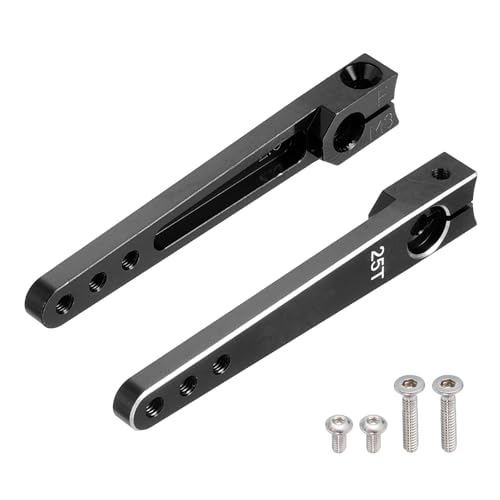 MECCANIXITY Aluminum Alloy 2 inch 25T Steering Servo Arm Horn Black for Car/Boat/Airplane Boat Accessories Pack of 2 - color: Black