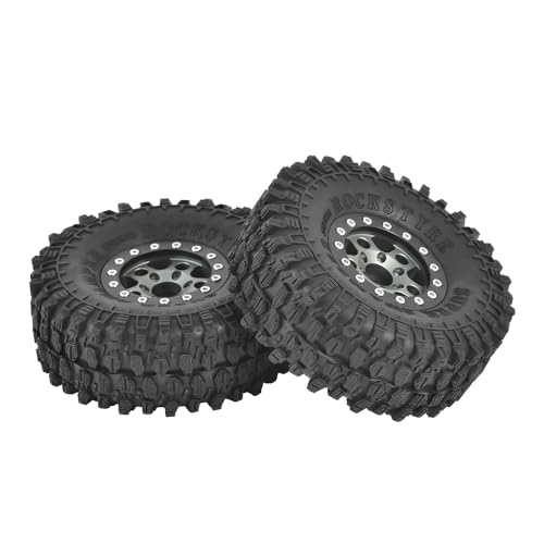 4PCS 1.55 inch Aluminum Metal Beadlock Wheels Rim and 95mm All Terrain Rubber Tires for 1/10 1/12 RC Rock Crawler Car for Axial AX90069 D90 TF2 Tamiya LC70 JIMNY UTB18(5Spoke,Gray) - color: 5spoke,gray