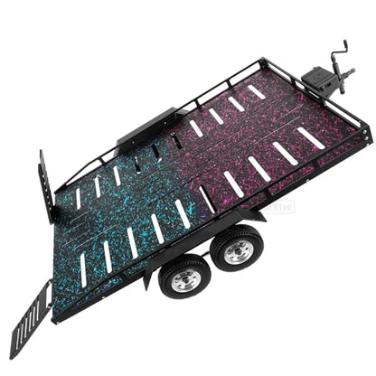 RC Trailer for 1/8 1/10 RC Crawler TRX4 TRX6 Redca t Scout II Gen8 Tamiya Scx10 II D90 Wraith,Aluminum RC Heavy Duty Truck and RC Rock Cars Trailer with RC Trailer Hook Coupler,Colorful - color: (Aluminum Rc Trailer) - Colorful