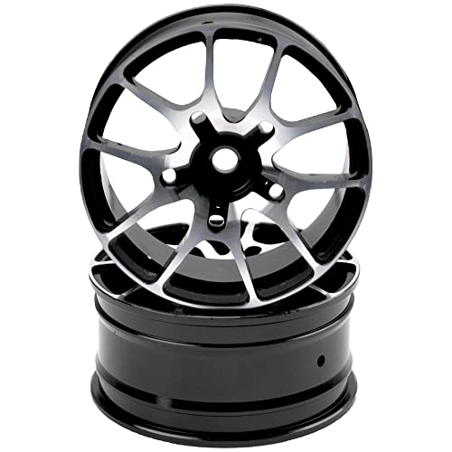 Aluminum Alloy 1/10 On-Road Racing Touring Drift Car Wheel Rims 12mm Hex Hub 26mm Width Compatible with Tamiya TT01 Kyosho RedCat Sakura D4 XIS HSP 1/10 RC Car (Black) - color: Black
