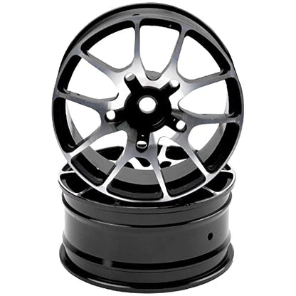Aluminum Alloy 1/10 On-Road Racing Touring Drift Car Wheel Rims 12mm Hex Hub 26mm Width Compatible with Tamiya TT01 Kyosho RedCat Sakura D4 XIS HSP 1/10 RC Car (Black) - color: Black