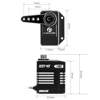11KG High Torque Servo RC Micro Servo Compatible with Sanwa SSR, NB4 and Futaba for 1/24 Scale RC Crawler, RC Car & Truck
