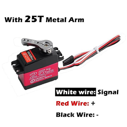 DS3225MG RC Digital Servo 25Kg Waterproof Servo Full Metal Gear 180 Degree for 1/8 1/10 DIY Baja Car Crawler Truck RC Robot Arm - size: 25kg 180°
