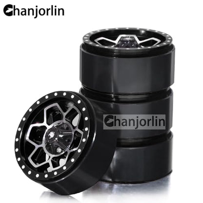 1.9 RC Beadlock Wheels Rims Aluminum Heavy Duty 1/10 Crawler Wheel Hubs For 1:10 Rock Crawler Car Axial SCX10 I II III 90046 TRX4 TRX6 VS4-10 CC01 D90 RC4WD Redcat Gen8 1.9" Tires (Black) - color: Black