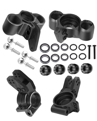 RC Upgrades Part for 1/8 Typhon/Talion 6S BLX,1/7 Felony/Mojave/Infraction/Limitless/Fireteam 6S BLX,Alloy Front Knuckles Steering Blocks &Rear Hub Stub Axle Carriers,Black - color: Black
