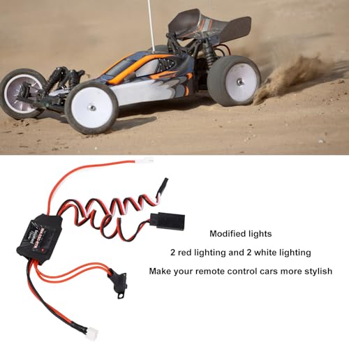 30A RC Brushed ESC Electronic Speed Controller 2 Output Dual Brake ESC with Red White Lights for 1/18 1/24 1/28 RC Cars