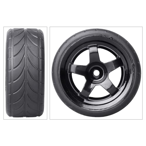HobbyPark Glued 1/10 On-Road RC Touring Tires and Wheels Set for 1/18 Traxxas Latrax Teton 4 Tec 2.0 3.0 Tamiya TT02 TT01 Brushless (4-Pack) (Color D) - color: Color D