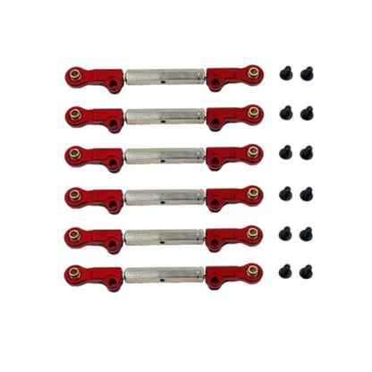 6 Pieces Adjustable Turnbuckles with Rod Ends Aluminum RC Tie Rod Turnbuckle Linkage Kit for Chassis Tuning, Red Silver - color: Red Silver