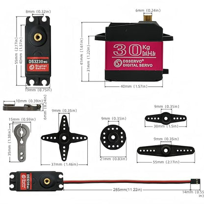 DS3230 30KG 270 Degree Digital Servo Full Metal Gear Waterproof with 25T Servo Arm for Baja 1/8 1/10 1/12 RC Car Mechanical Arm Fittings - style: 30kg（270°）