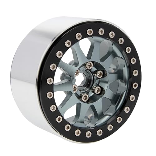 MEUS RACING 2.2 Beadlock Wheels Rims Deep-Dish Wheel for Axial SCX10 Traxxas TRX4 Vanquish VS4-10 Redcat Gen8 1/10 RC Crawler Upgrades (Titanium) - color: Titanium