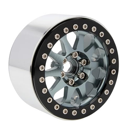 MEUS RACING 2.2 Beadlock Wheels Rims Deep-Dish Wheel for Axial SCX10 Traxxas TRX4 Vanquish VS4-10 Redcat Gen8 1/10 RC Crawler Upgrades (Titanium) - color: Titanium