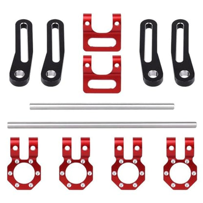 KingVal Metal Adjustable Front and Rear Bumper Mount Kit with Tow Hook Strap Compatible with 1/10 RC Crawler Car SCX10 TRX4 TRX6 GEN7 GEN8 (Red)