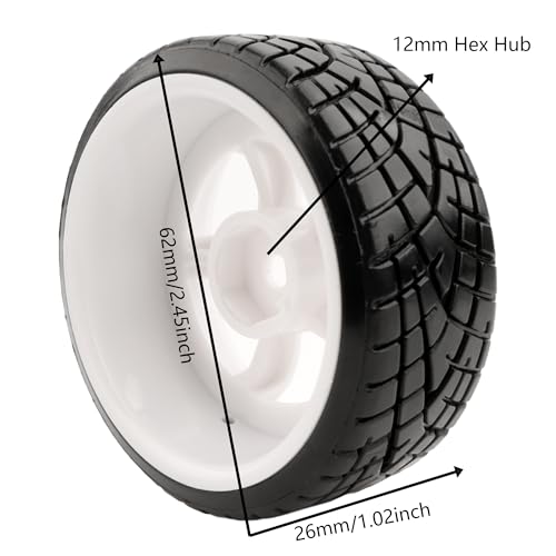 1/10 Scale Hard Plastic RC Drift Tires - 12mm Hex Hub On-Road Touring Racing Wheels Set for HSP Tamiya HPI Kyosho Redcat ExceedRC WLtoys Bald Slick Tire