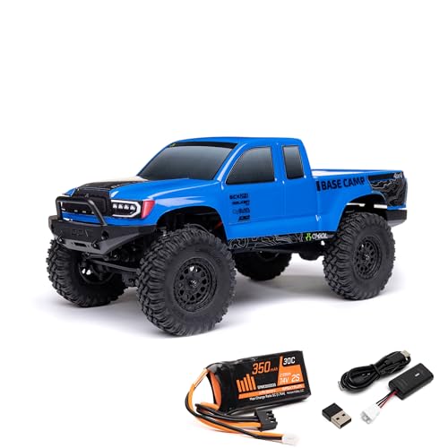 Axial RC Truck 1/24 SCX24 Base Camp 4x4 Rock Crawler Brushed RTR (Everything Needed to Run is Included) - Blue, AXI-1219T2 - color: Blue