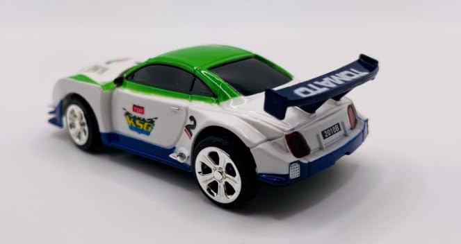 Mini RC 1:58 Scale Small Pocket Portable Micro Racing Car Can Miniature Coke Can Upgraded 2.4G Wireless Radio Remote Control for Multi-Users (Qty. 1 = 1 Can) (Green-White) - color: Green-white