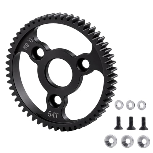 Carbon Steel 54T Spur Main Gear 32P 0.8M for 1/10 Tra-xxas Slash | Platinum Rustler Stampede 4x4 VXL 2WD Jato Rally E-REVO Summit T-Maxx - size: 54T