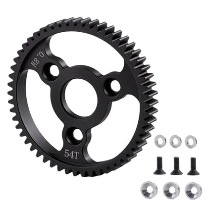 Carbon Steel 54T Spur Main Gear 32P 0.8M for 1/10 Tra-xxas Slash | Platinum Rustler Stampede 4x4 VXL 2WD Jato Rally E-REVO Summit T-Maxx - size: 54T