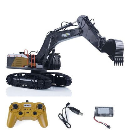 US in Stock, HUINA 1592 1/14 RC Excavator | 680° Rotatable, RC Metal Construction Vehicle with Light & Sound, 2.4GHz 50M Remote, RTR RC Digger with Battery Charger