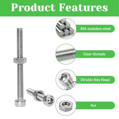 140 Pcs M3 x 35mm Socket Head Cap Screws Metric, Allen Socket Drive, 304 Stainless Steel, Full Thread, Bright Finish, Machine Thread - size: M3 x 35-140Pcs-Silver