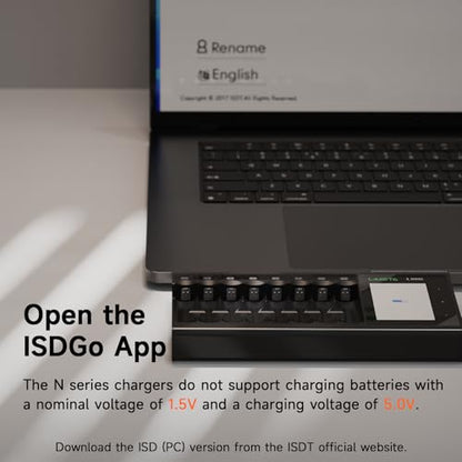 ISDT N Series 16 Bay Smart Battery Charger for AA AAA NiMh/NiCd/NiZn Rechargeable Batteries, Fast Charging Station with Discharging, Analysis and Activation