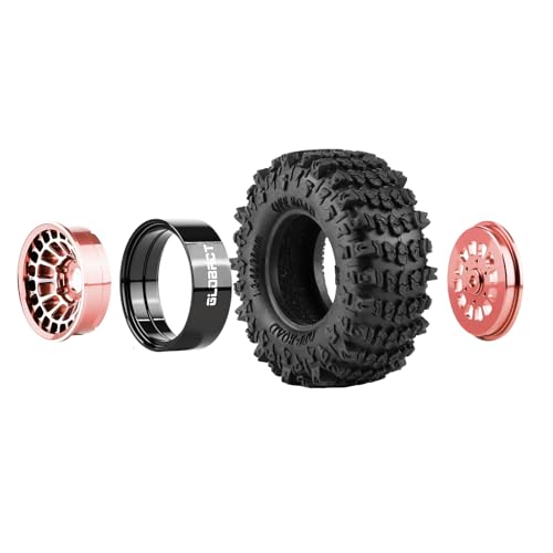 GLOBACT 1.3" Wheels Tires Offset -3.75mm for SCX24 AX24 TRX4M 1/18 1/24, RG - color: Rose Gold