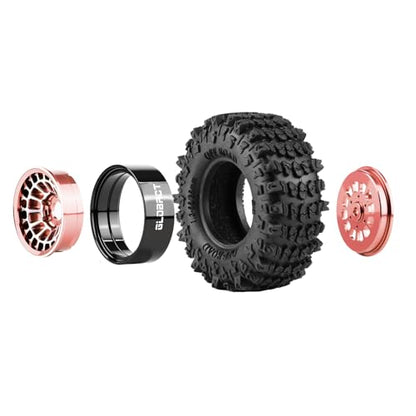 GLOBACT 1.3" Wheels Tires Offset -3.75mm for SCX24 AX24 TRX4M 1/18 1/24, RG - color: Rose Gold