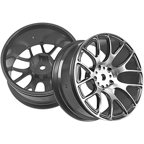 4Pack HIRCQOO Metal Wheel Rims 12mm Hex Hub Compatible with 1/10 On-Road Racing Touring Drift Car Tamiya TT-01 Kyosho RedCat Sakura D4 XIS HSP 1/10 RC Scales,Width 26mm (Black) - color: Black