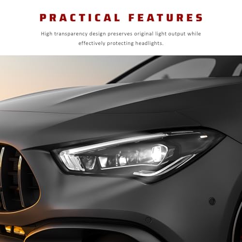 Car Light Tint Film, 12" × 48" Waterproof Headlight Vinyl Wrap Film Includes Squeegee & Cutter, Self-Adhesive Air-Release Wrap for Fog Lights, Taillights, and Headlights (Light Black) - color: Light Black
