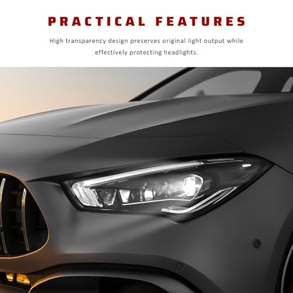 Car Light Tint Film, 12" × 48" Waterproof Headlight Vinyl Wrap Film Includes Squeegee & Cutter, Self-Adhesive Air-Release Wrap for Fog Lights, Taillights, and Headlights (Light Black) - color: Light Black