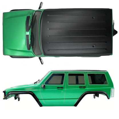 6.10in Wheelbase ABS Hardtop Cherokee Body for TRX4M Bronco Defender Chassis, 1/18 RC Crawler Body Shell with Front & Rear Bumpers (Green) - color: Green