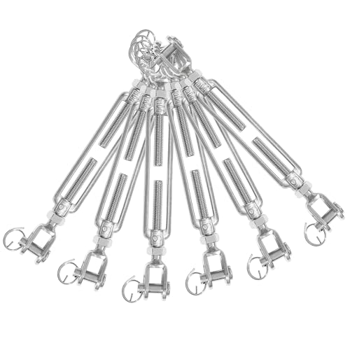6PCS M6 Jaw Jaw Turnbuckle Stainless Steel Jaw and Jaw Turnbuckle, Jaw Jaw Closed Body Marine Turnbuckle, Durable for Wire Rope Cable (M6, Jaw & Jaw) - style: Jaw & Jaw-M-6