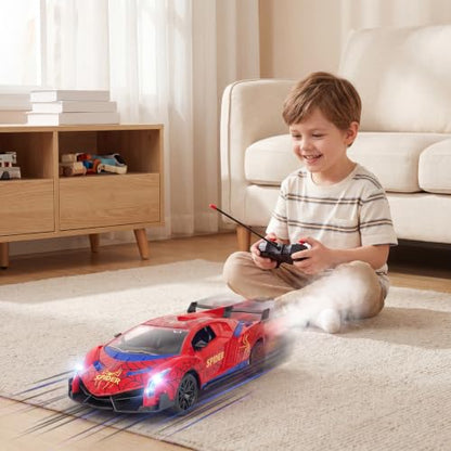 CHMYWJ Spider Remote Control Car with Lights, Spray, Openable Scissor Doors Gifts for 3 4 5 6 7 8 9 10 Year Old Boys Age 3-4 4-6 6-8 8-12 Christmas Birthday Gift, Toddler Kids Toy