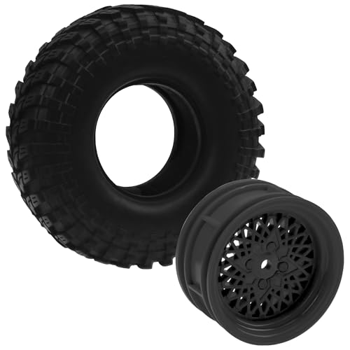 RC 1.9" RC Tires and Wheel Nylon Rims 12mm Hex Hub OD 116mm/4.56" Rubber Tyre Compatible with 1/10 Axial SCX10 RC4WD D90 Tamiya CC01 TF2 Traxxas TRX4 RC Rock Crawler (Black) - color: Black