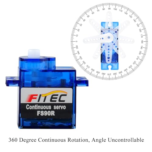 Feetech FS90R 360 Degree Continuous Rotation Micro RC Servo Motor 6V for Arduino Microbit Smart Car Robot (Pack of 2) | (Pack of 2) FS90R 360 Degree Continuous Rotation Micro 9g Servo Motor 6V for Arduino