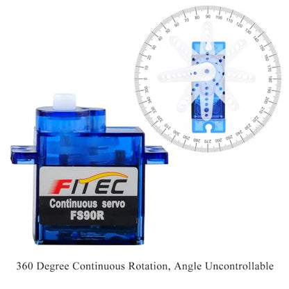 Feetech FS90R 360 Degree Continuous Rotation Micro RC Servo Motor 6V for Arduino Microbit Smart Car Robot (Pack of 2) | (Pack of 2) FS90R 360 Degree Continuous Rotation Micro 9g Servo Motor 6V for Arduino