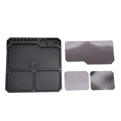 Silicone Tool Tray, Non Slip Parts Organizer with Magnetic Screw Holder, Divided Compartments for 1 10 RC Crawler Car Repair, Model Builders and Electronics Work