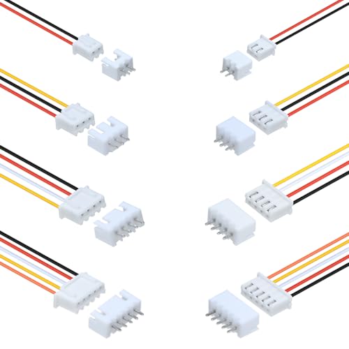 60Pairs JST-XH 2.54mm Header Connector Kit with Male and Female Connectors Adapter 200mm 26AWG Flat Wire Cable Compatible with JST XH Plug Adapter (2P/3P/4P/5P Kit) - color: 2P/3P/4P/5P Kit