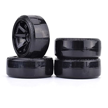 4Pcs 63mm RC Drift Car Tires Hard Tyres Plastic Wheel Rims for 1/10 On-Road Drifting Car for HSP Tamiya HPI Kyosho Spare Parts(Black) - color: Black