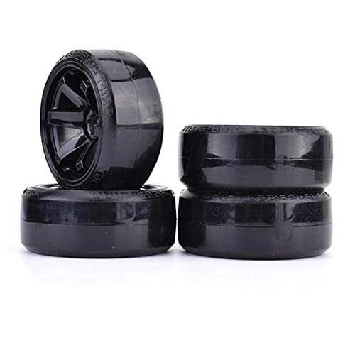 4Pcs 63mm RC Drift Car Tires Hard Tyres Plastic Wheel Rims for 1/10 On-Road Drifting Car for HSP Tamiya HPI Kyosho Spare Parts(Black) - color: Black
