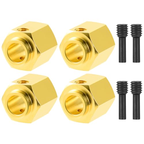 4Pcs Brass 12mm Wheel Hex Hubs Adapter, 12mm Thickness | 5mm, 8mm, 9mm, 10mm, 11mm, 12mm, Extension Combiner, Counterweight, For 1/10 Tra-xxas TRX4, RC Crawler Car - color: 12mm Thickness