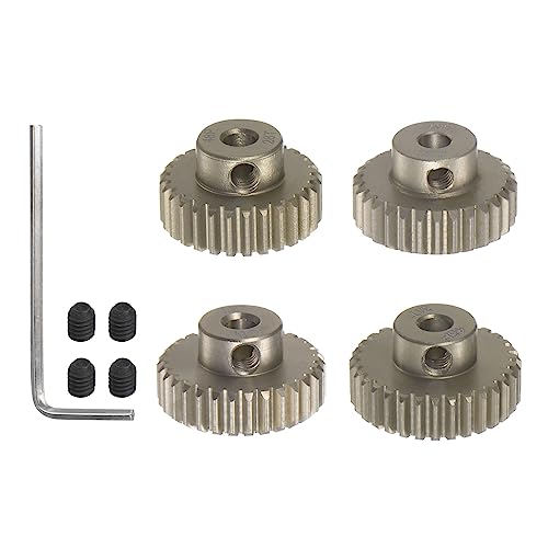 HARFINGTON 48P Hardened Pinion Motor Gear Set 4pcs 28T 29T 30T 31T Fit 1/8 inch RC Motor Shaft 48 Pitch 7075 Aluminum Gears for RC Car, with Hex Key - style: 28T 29T 30T 31T