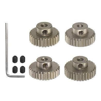 HARFINGTON 48P Hardened Pinion Motor Gear Set 4pcs 28T 29T 30T 31T Fit 1/8 inch RC Motor Shaft 48 Pitch 7075 Aluminum Gears for RC Car, with Hex Key - style: 28T 29T 30T 31T