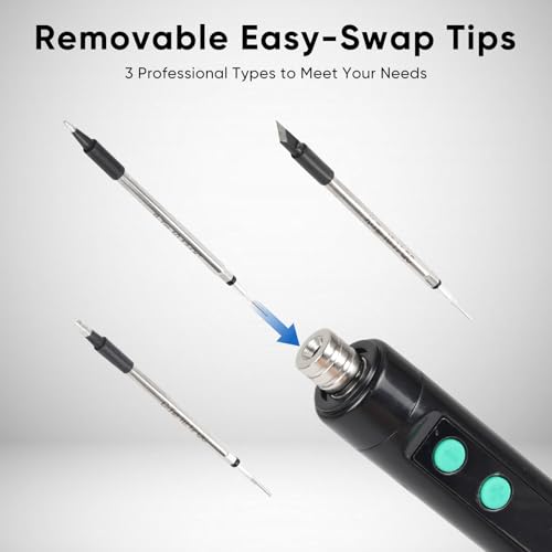 Cordless Soldering Iron Kit, 1100mAh USB-C Rechargeable Soldering Iron with LCD Screen, Portable Battery Powered Soldering Pen for Electronics Repair, Hobby DIY Projects