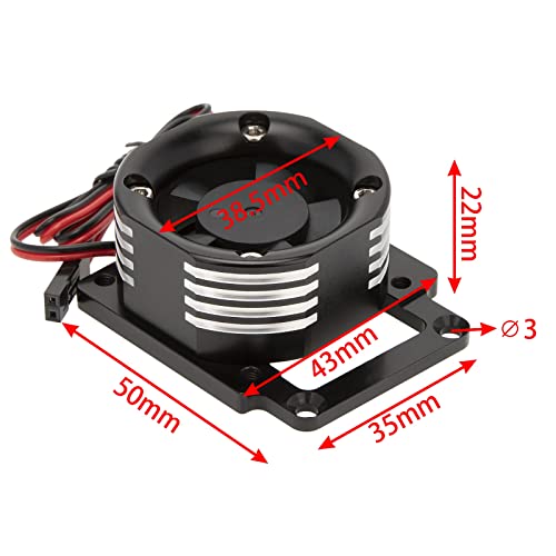 DKKY RC Motor Cooling Fan Heatsink 21000 RPM for Traxxas 1/8 4WD Sledge Motor with LED Light, Black - color: Black