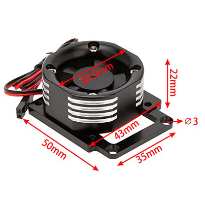 DKKY RC Motor Cooling Fan Heatsink 21000 RPM for Traxxas 1/8 4WD Sledge Motor with LED Light, Black - color: Black